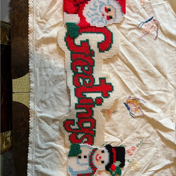 Vintage Festive Santa and Snowman Greetings Decor - Picture 1 of 5